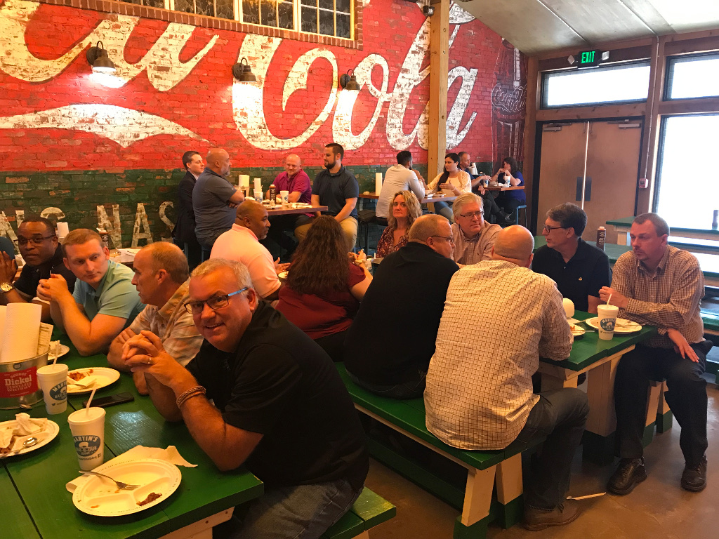 The event ends with a group lunch at Martin's Barbeque Joint