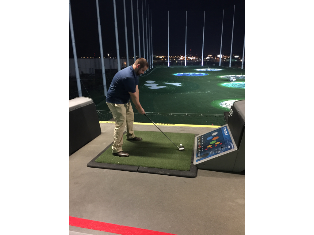Mitch enjoyed spending time with the customers and trying out Topgolf
