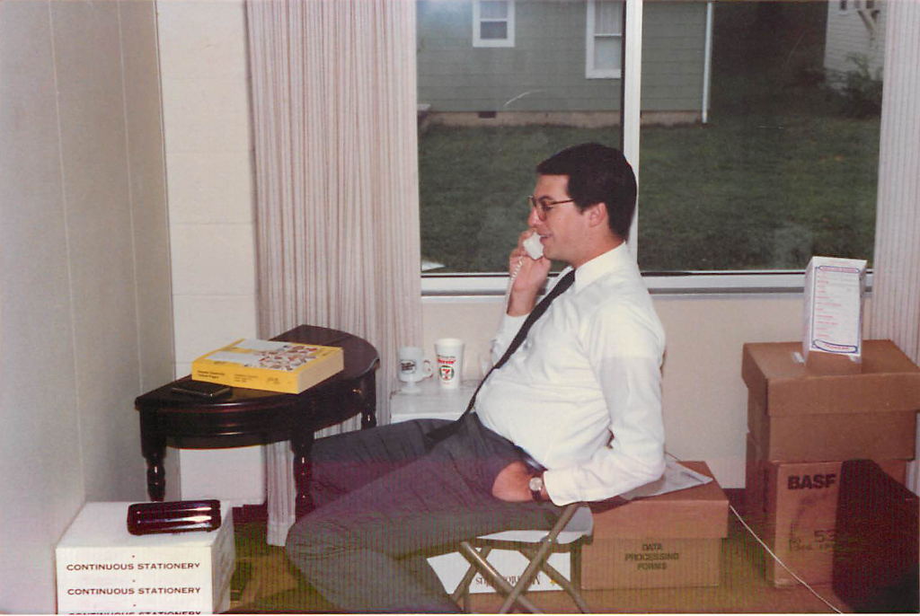 Byron making sales call in our first office